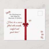 メリークリスマスファミリーフォトブルゴーニュ弓 シーズンポストカード (裏面)