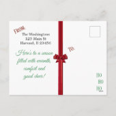 メリークリスマスファミリーフォトブルゴーニュ弓 シーズンポストカード (裏面)