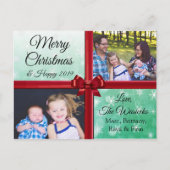 メリークリスマスファミリーフォトブルゴーニュ弓 シーズンポストカード (正面)