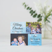 メリークリスマスファミリーフォトブルースノーフレーク シーズンポストカード (スタンド正面)