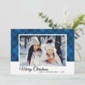 メリークリスマスファミリーフォトブルータータンチェックスタイル カード (スタンド正面)