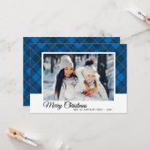 メリークリスマスファミリーフォトブルータータンチェックスタイル カード (正面/裏面インサイチュ)