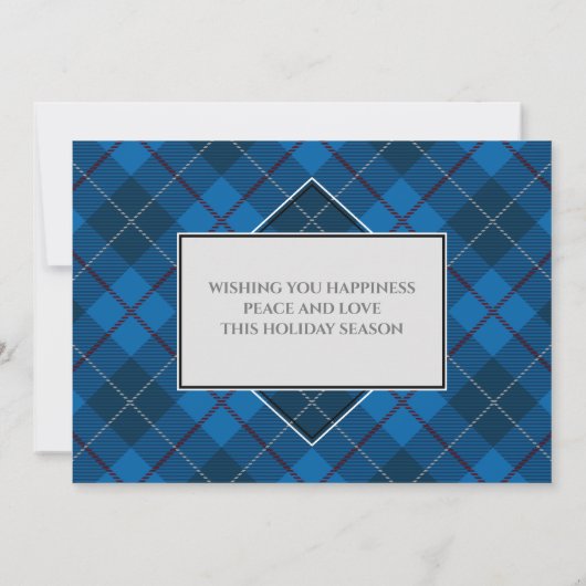 メリークリスマスファミリーフォトブルータータンチェックスタイル カード (裏面)