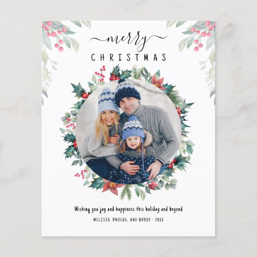 メリークリスマスファミリーフォトプレイドカード (正面)