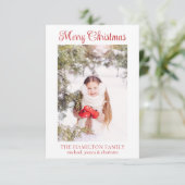 メリークリスマスファミリーフォトホリデーカード サンキューカード (スタンド正面)
