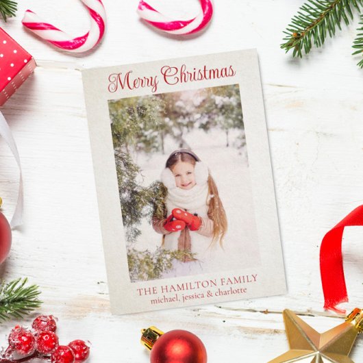 メリークリスマスファミリーフォトホリデーカード サンキューカード