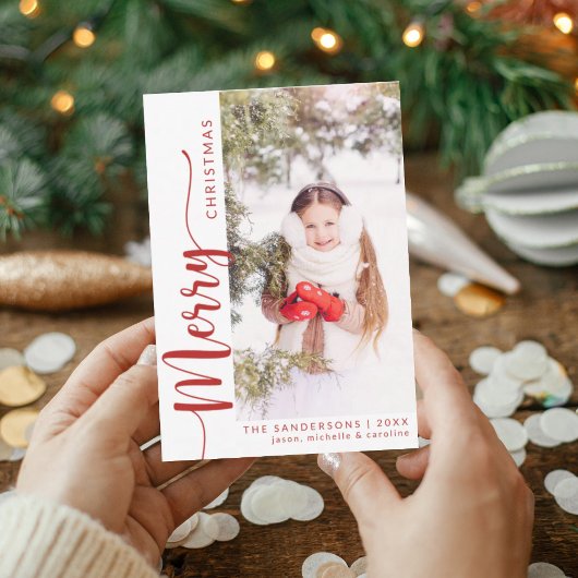 メリークリスマスファミリーフォトホリデーカード 招待状