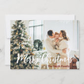 メリークリスマスファミリーフォトホリデーモダンカード 招待状 (正面)