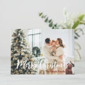 メリークリスマスファミリーフォトホリデーモダンカード 招待状 (スタンド正面)