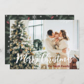 メリークリスマスファミリーフォトホリデーモダンカード 招待状 (正面/裏面)