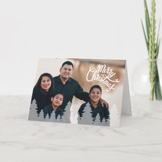 メリークリスマスファミリーフォトホリデー カード (正面)