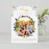 メリークリスマスファミリーフォトボタニカル 箔シーズンカード (立ち正面)