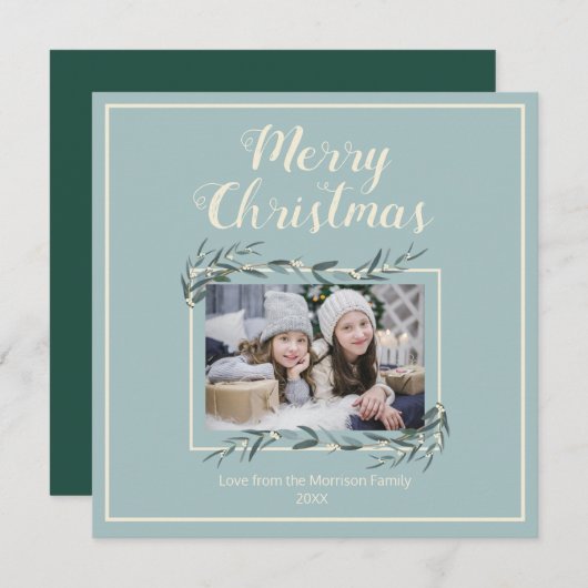 メリークリスマスファミリーフォトユーカリプリグス シーズンカード
