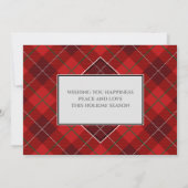 メリークリスマスファミリーフォトレッドタータンチェックスタイル カード (裏面)
