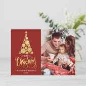 メリークリスマスファミリーフォトレッドホリデーカード シーズンカード (スタンド正面)