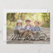 メリークリスマスファミリーフォトレッドホワイト水玉模様 シーズンカード (正面)