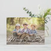 メリークリスマスファミリーフォトレッドホワイト水玉模様 シーズンカード (スタンド正面)