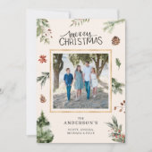 メリークリスマスファミリーフォトワイルドフォーレストカード 招待状 (正面)
