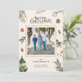 メリークリスマスファミリーフォトワイルドフォーレストカード 招待状 (スタンド正面)