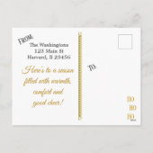 メリークリスマスファミリーフォト金ゴールドボウミュージカルノート シーズンポストカード (裏面)