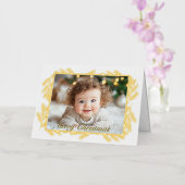 メリークリスマスファミリーフォト金ゴールド 箔シーズンカード (蘭)