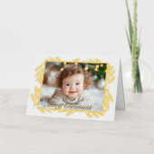 メリークリスマスファミリーフォト金ゴールド 箔シーズンカード (正面)