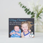 メリークリスマスファミリーフォト雪だるまはがき シーズンポストカード (スタンド正面)