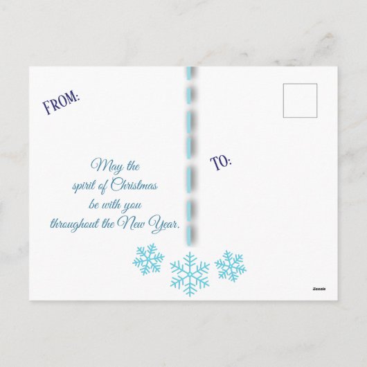 メリークリスマスファミリーフォト雪だるまはがき シーズンポストカード (裏面)