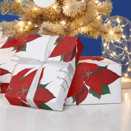 メリークリスマスファミリーフローラ包装紙 ラッピングペーパー (クリスマス)