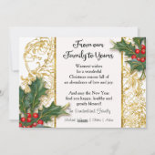 メリークリスマスファミリーポートレート金ゴールドグリッター写真 シーズンカード (裏面)