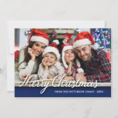 メリークリスマスファミリーモダンフォトブスタイリッシュルー カード (正面)