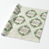 メリークリスマスファミリーリースパインコーンファームハウス ラッピングペーパー (アンロールド)