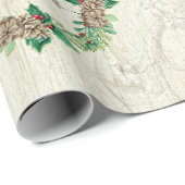 メリークリスマスファミリーリースパインコーンファームハウス ラッピングペーパー (ロールコーナー)