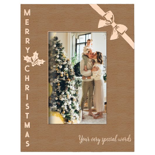 メリークリスマスファミリー写真カスタム レーザー彫刻フレーム