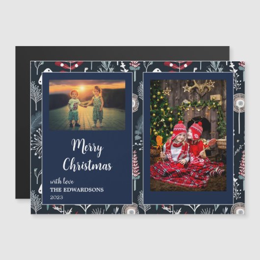 メリークリスマスファミリー写真磁気カード (正面/裏面)