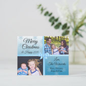 メリークリスマスファミリー写真青雪片 シーズンポストカード (スタンド正面)