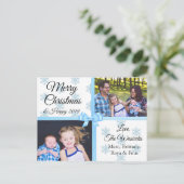 メリークリスマスファミリー写真青雪片 シーズンポストカード (スタンド正面)