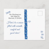 メリークリスマスファミリー写真青雪片 シーズンポストカード (裏面)