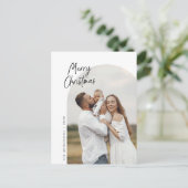 メリークリスマスファミリー写真、アーチフレーム、グリーティング ポストカード (スタンド正面)
