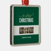 メリークリスマスファミリー写真(3人の写真) メタルオーナメント (右)