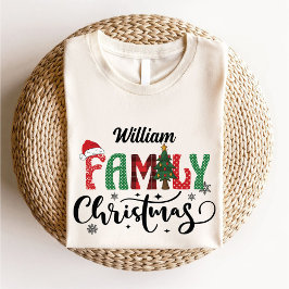 メリークリスマスファミリー名のマッチングモダン Tシャツ