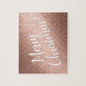 メリークリスマスファミリー名の休日バラ金ゴールド ジグソーパズル (縦)