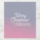 メリークリスマスファミリー名グラデーション薄紫ピンク ワインラベル (シングルラベル)