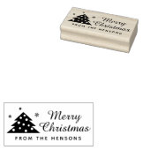 メリークリスマスファミリー名スクリプトホリデー ラバースタンプ (押印)