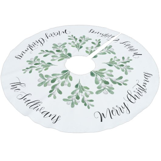 メリークリスマスファミリー名ミスタントー ブラッシュドポリエステルツリースカート (アングル)