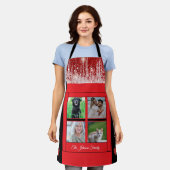 メリークリスマスファミリー名写真コラージュ赤 エプロン (着用した状態)