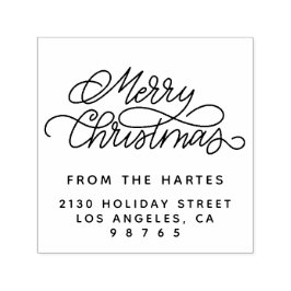 メリークリスマスファミリー名差出人住所自己 セルフインキングスタンプ