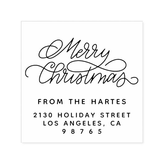 メリークリスマスファミリー名差出人住所自己 セルフインキングスタンプ (デザイン)