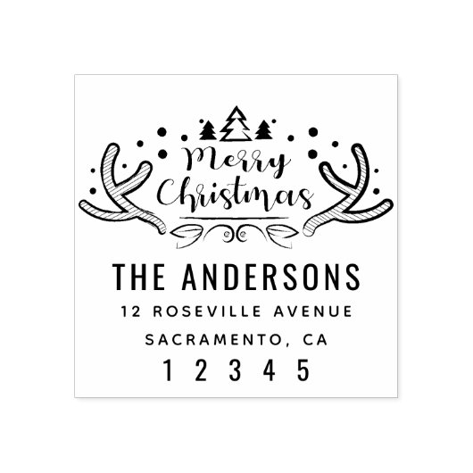 メリークリスマスファミリー名差出人住所 ラバースタンプ (インプリント)