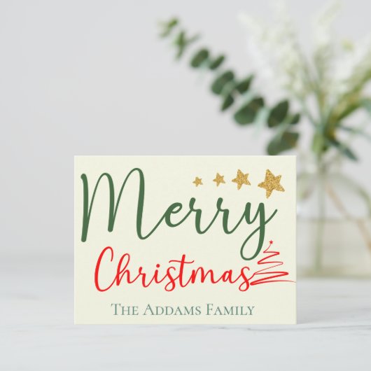 メリークリスマスファミリー名木願いはがき ポストカード (スタンド正面)